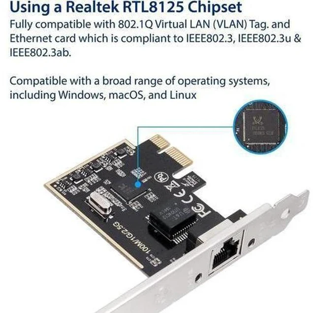Alt view image 3 of 6 - 2.5 Gigabit Ethernet PCI Express PCI-E Network Interface Card 10/100/1000/25000 Mbps RJ45 LAN SI-PEX24059