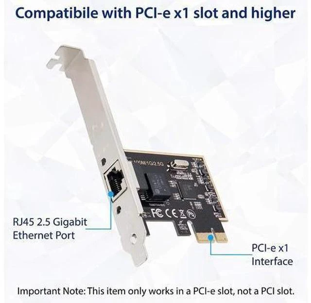 Alt view image 6 of 6 - 2.5 Gigabit Ethernet PCI Express PCI-E Network Interface Card 10/100/1000/25000 Mbps RJ45 LAN SI-PEX24059