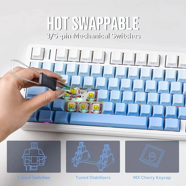 Alt view image 5 of 7 - X Aula F99 PRO Wireless Gaming Keyboard+Click Gaming Mouse Wireless 2.4Ghz/Bluetooth/Type-C