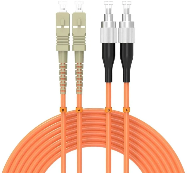 Alt view image 6 of 7 - 75Meters 246ft SC/UPC-FC/UPC Multi-Mode Fiber Optic Cable SC to FC OM1 Jumper Optical Patch Cord Duplex 62.5/125um Orange SC-FC