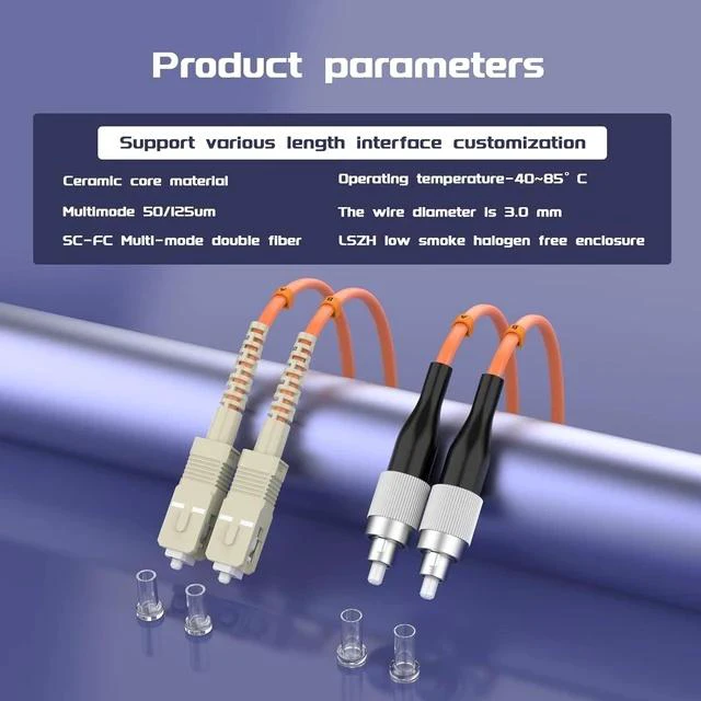 Alt view image 5 of 5 - 25Meters 82ft SC/UPC-FC/UPC Multi-Mode Fiber Optic Cable SC to FC OM1 Jumper Optical Patch Cord Duplex 62.5/125um Orange