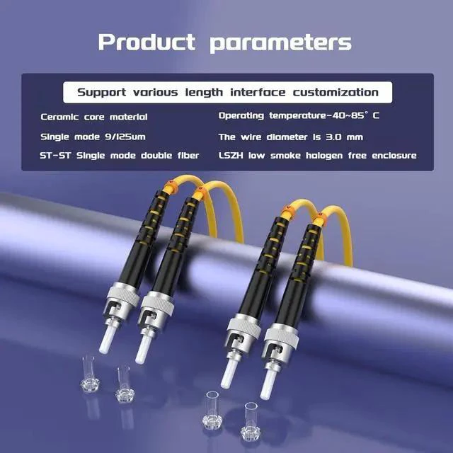 Alt view image 5 of 7 - 40Meters 130ft ST/UPC-ST/UPC Single-Mode Fiber Optic Cable ST to ST OS2 Jumper Optical Patch Cord Duplex 9/125um Yellow ST-ST