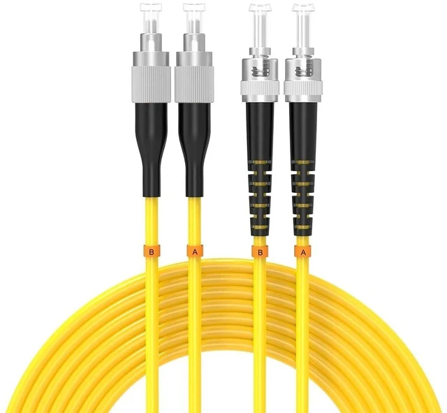 Alt view image 7 of 7 - 20Meters 65ft FC/UPC-ST/UPC Single-Mode Fiber Optic Cable FC to ST OS2 Jumper Optical Patch Cord Duplex 9/125um Yellow FC-ST