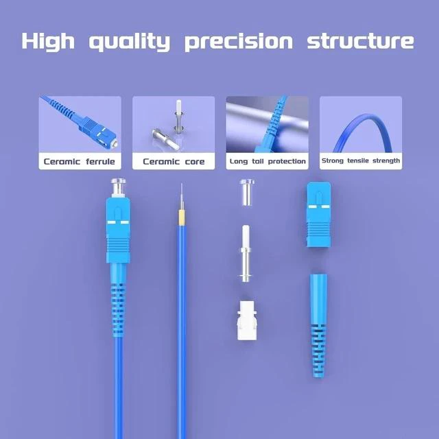 Alt view image 3 of 7 - Fiber Optic Internet Cable 10Meters/32ft Indoor Armored SC/UPC to SC/APC Fiber Patch Cable, Single Mode Fiber Jumper Simplex - 9/125m -OS1/OS2 Compatible,LSZH Blue