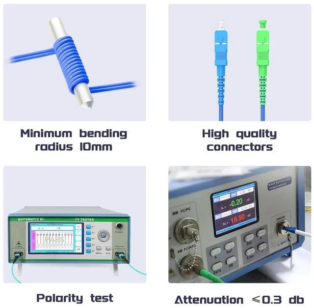 Alt view image 6 of 7 - Fiber Optic Internet Cable 10Meters/32ft Indoor Armored SC/UPC to SC/APC Fiber Patch Cable, Single Mode Fiber Jumper Simplex - 9/125m -OS1/OS2 Compatible,LSZH Blue