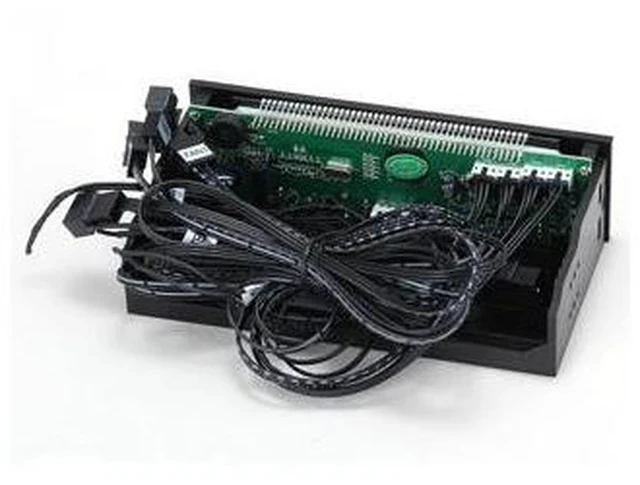 Alt view image 2 of 4 - 5.25 inch Fan Speed Controller 12V 4-channel fan speed controller drive bit CPU fan speed controller,4 channel 30W pwm temperature fan speed controller 5.25" cpu cooler fan controller Brushed alum