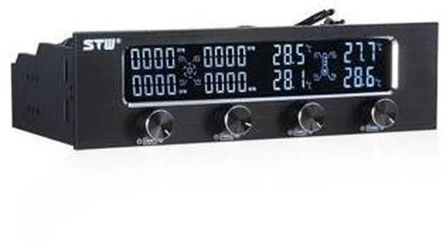 Main image of 5.25 inch Fan Speed Controller 12V 4-channel fan speed controller drive bit CPU fan speed controller,4 channel 30W pwm temperature fan speed controller 5.25" cpu cooler fan controller Brushed alum
