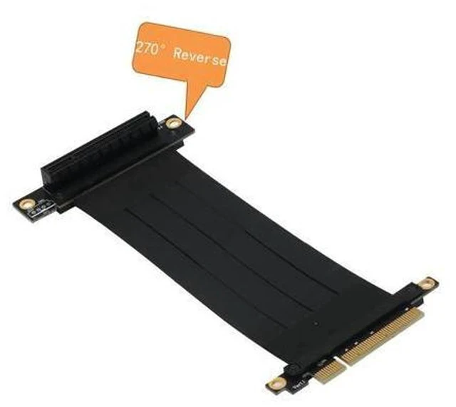 Alt view image 2 of 7 - PCIE X8 Riser Cable PCI Express Extension Cable PCIe 3.0 8Gbps X8 to x8 Port Adapter Connector 270 Degree Reverse PCI-E Extender