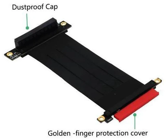 Alt view image 4 of 7 - PCIE X8 Riser Cable PCI Express Extension Cable PCIe 3.0 8Gbps X8 to x8 Port Adapter Connector 270 Degree Reverse PCI-E Extender