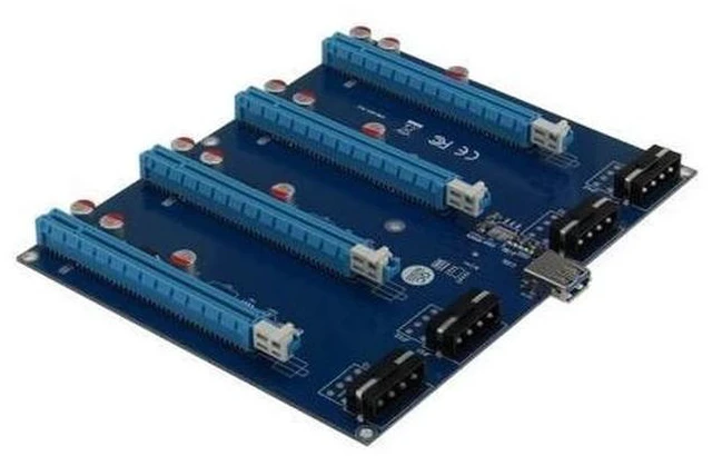 Main image of PCI-Express PCIe 1 to 4 PCI express 16X slots Riser Card PCI-E 1X to External 4 slot Adapter PCIe Port Multiplier for Mining