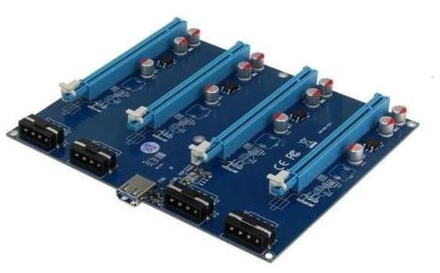 Alt view image 2 of 2 - PCI-Express PCIe 1 to 4 PCI express 16X slots Riser Card PCI-E 1X to External 4 slot Adapter PCIe Port Multiplier for Mining