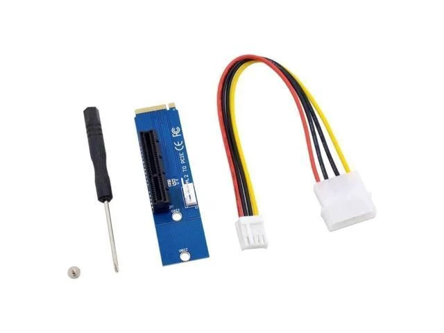 Alt view image 2 of 2 - M2 riser NGFF M.2 to PCI-E 4X 1X Riser Card M2 M Key to PCIe Adapter Converter with 4Pin Power Cable For PCI Express Extender