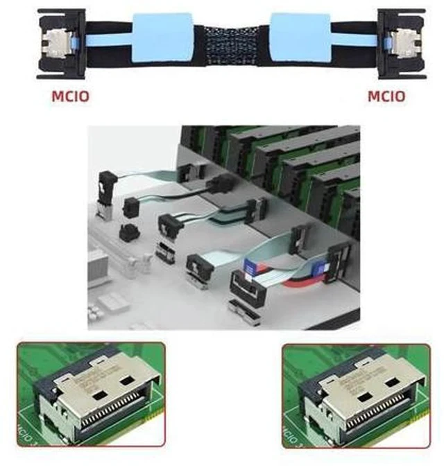 Alt view image 5 of 5 - PCI-E 5.0 MCIO Mini Cool Edge IO PCI-E 4i 38Pin Male to MCIO 4i SFF-TA-1016 Extender Cable 50cm/1.6ft