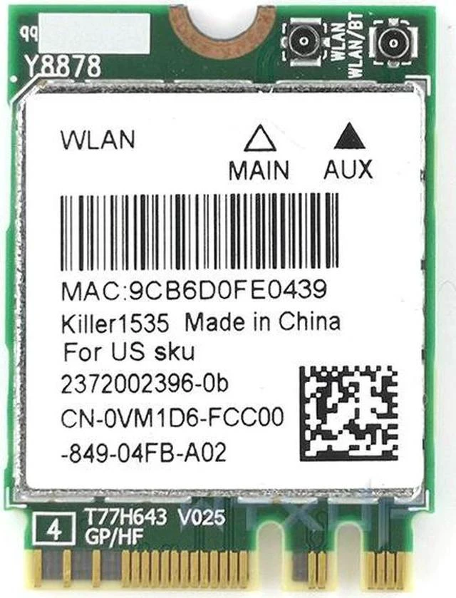 Main image of Killer 1535 QCNFA364A 802.11ac NGFF WiFi Card 867mbps For MSI GT72 GT80 GS60 GE62 GE72 PE60 PE70 / Dell Alienware 13 R2 17 Kill