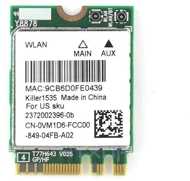Alt view image 2 of 2 - Killer 1535 QCNFA364A 802.11ac NGFF WiFi Card 867mbps For MSI GT72 GT80 GS60 GE62 GE72 PE60 PE70 / Dell Alienware 13 R2 17 Kill