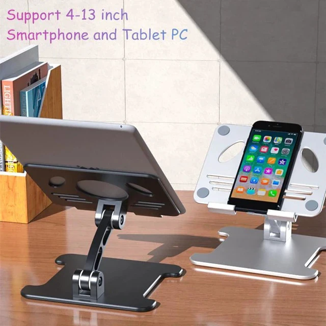 Alt view image 4 of 5 - Aluminum Desktop Tablet Stand Dual Axis Design Height/Angle Adjustable Smartphone Holder Tablets Drawing Stand for iPhone iPad