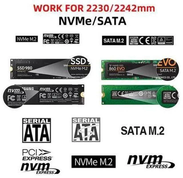 Alt view image 3 of 5 - NFHK Combo Type-C & USB3.0 to NVME M-Key M.2 NGFF SATA SSD PCBA Case 2230/2242mm Adapter RTL9210B Chipset