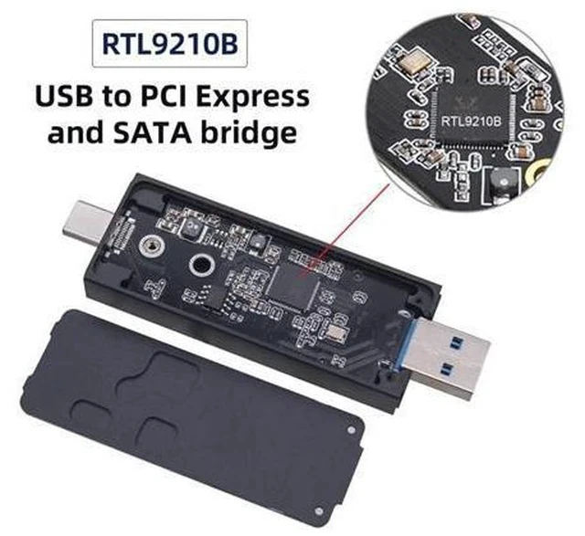 Alt view image 5 of 5 - NFHK Combo Type-C & USB3.0 to NVME M-Key M.2 NGFF SATA SSD PCBA Case 2230/2242mm Adapter RTL9210B Chipset