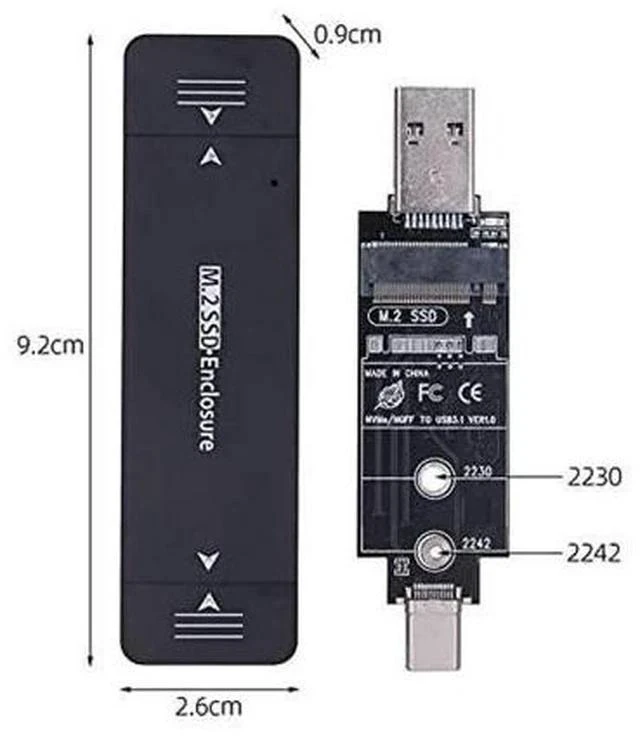 Alt view image 2 of 5 - NFHK Combo Type-C & USB3.0 to NVME M-Key M.2 NGFF SATA SSD PCBA Case 2230/2242mm Adapter RTL9210B Chipset