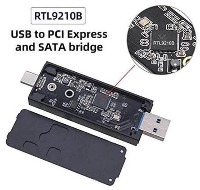 Alt view image 5 of 5 - NFHK Combo Type-C & USB3.0 to NVME M-Key M.2 NGFF SATA SSD PCBA Case 2230/2242mm Adapter RTL9210B Chipset