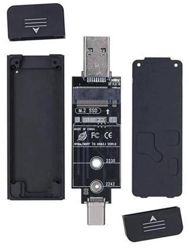 Main image of Combo Type-C & USB3.0 to NVME M-key M.2 NGFF SATA SSD PCBA Case 2230/2242mm Adapter RTL9210B Chipset