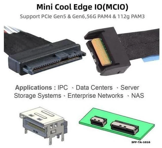 Alt view image 3 of 5 - PCIe 5.0 MCIO 4X Mini Cool Edge IO to U.2 SFF-8639 NVME PCI-Express with 15P Sata Power Cable for SSD Mainboard 50cm