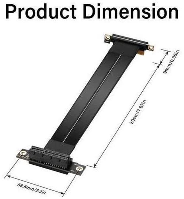 Alt view image 2 of 7 - PCIe 3.0 X4 Extension Cable 90 Degree PCI-E 4X Male to Female Riser Cable 20CM (90 Degree)