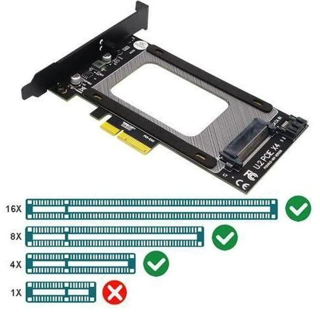 Alt view image 3 of 6 - U2 to PCI E Adapter Card Riser PCI Express 3.0 4X U.2 SFF-8639 Adapter PCIe U.2 SSD to PCI-E Card Support Intel 2.5" NVME U2 SSD