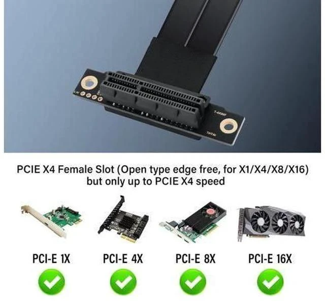 Alt view image 7 of 7 - PCIe 3.0 X4 Extension Cable 90 Degree PCI-E 4X Male to Female Riser Cable 20CM (90 Degree)