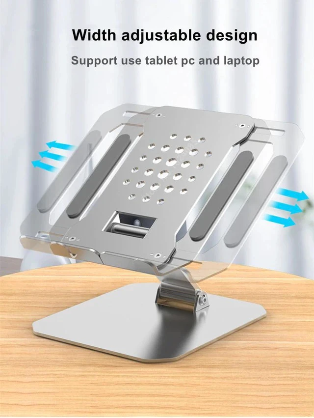 Alt view image 2 of 5 - Two Levels Width Adjustable Tablet Stand Aluminum Laptop Stand Height Adjustment iPad Stand for iPad MacBook Tablet Accessories