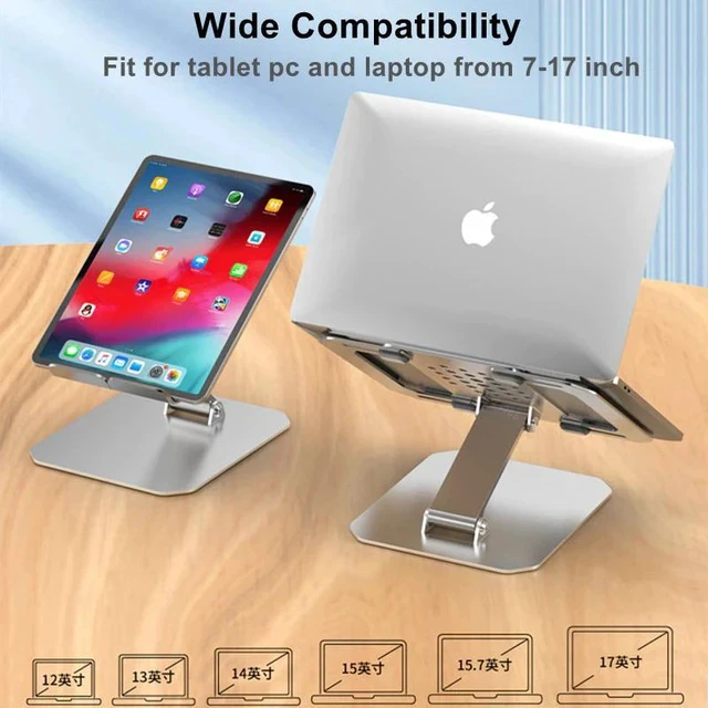 Alt view image 4 of 5 - Two Levels Width Adjustable Tablet Stand Aluminum Laptop Stand Height Adjustment iPad Stand for iPad MacBook Tablet Accessories