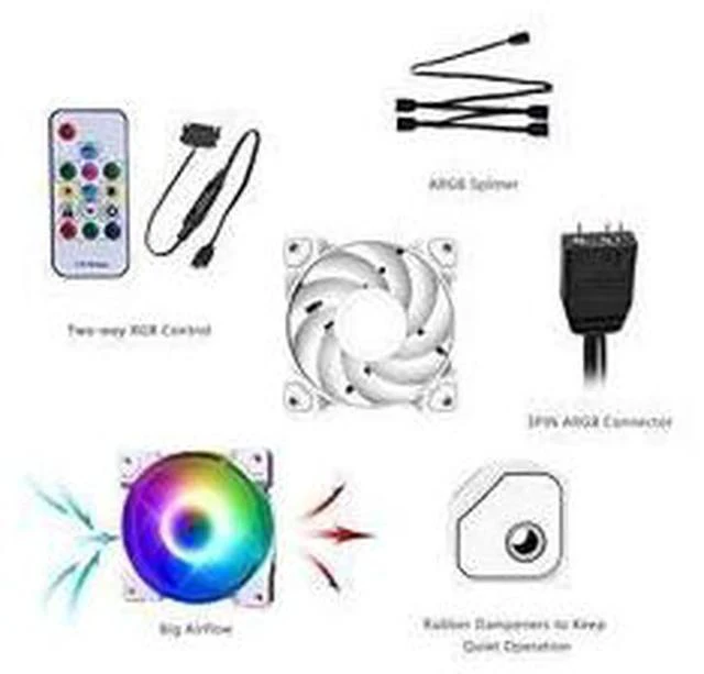 Alt view image 3 of 7 - ID-COOLING DF-12025-ARGB Trio Snow Case Fan CPU Cooling Fan Addressable RGB Case Fan 5V ARGB MB Aura Sync PWM Fan for CPU Cooler/Radiator/PC Chassis