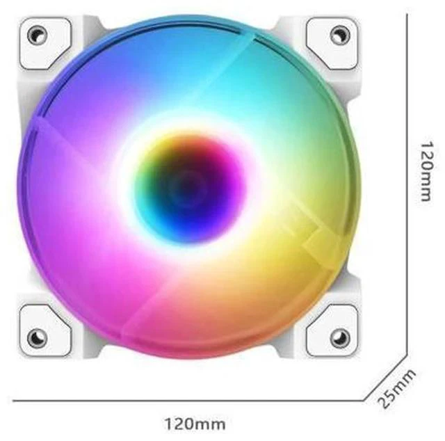 Alt view image 2 of 7 - ID-COOLING DF-12025-ARGB Trio Snow Case Fan CPU Cooling Fan Addressable RGB Case Fan 5V ARGB MB Aura Sync PWM Fan for CPU Cooler/Radiator/PC Chassis