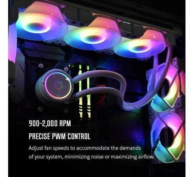 Alt view image 7 of 7 - ID-COOLING DF-12025-ARGB Trio Snow Case Fan CPU Cooling Fan Addressable RGB Case Fan 5V ARGB MB Aura Sync PWM Fan for CPU Cooler/Radiator/PC Chassis