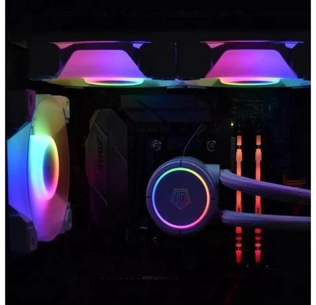 Alt view image 5 of 7 - ID-COOLING DF-12025-ARGB Trio Snow Case Fan CPU Cooling Fan Addressable RGB Case Fan 5V ARGB MB Aura Sync PWM Fan for CPU Cooler/Radiator/PC Chassis