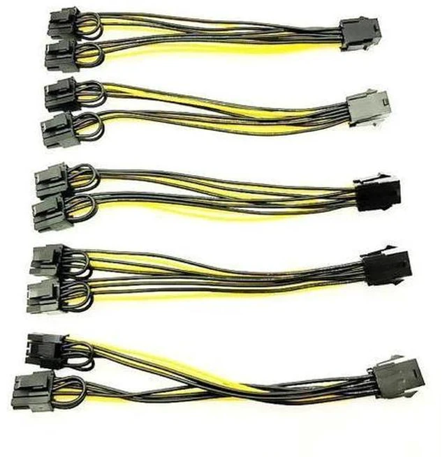 Main image of 5PCS PCI-E 6-pin to Dual 6+2-pin (6-pin/8-pin) Power Splitter Cable Graphics Card PCIE PCI Express 6Pin to Dual 8Pin Power Cable