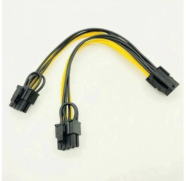 Alt view image 3 of 7 - 5PCS PCI-E 6-pin to Dual 6+2-pin (6-pin/8-pin) Power Splitter Cable Graphics Card PCIE PCI Express 6Pin to Dual 8Pin Power Cable