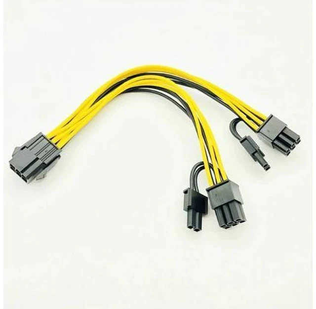 Alt view image 6 of 7 - 5PCS PCI-E 6-pin to Dual 6+2-pin (6-pin/8-pin) Power Splitter Cable Graphics Card PCIE PCI Express 6Pin to Dual 8Pin Power Cable