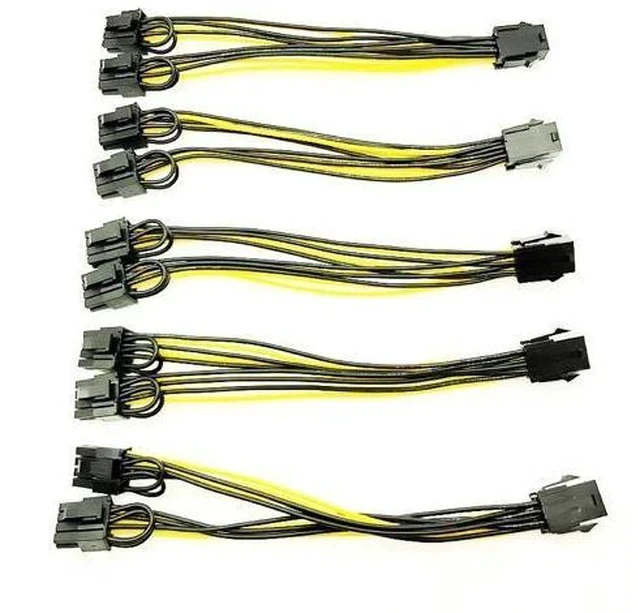 Alt view image 7 of 7 - 5PCS PCI-E 6-pin to Dual 6+2-pin (6-pin/8-pin) Power Splitter Cable Graphics Card PCIE PCI Express 6Pin to Dual 8Pin Power Cable