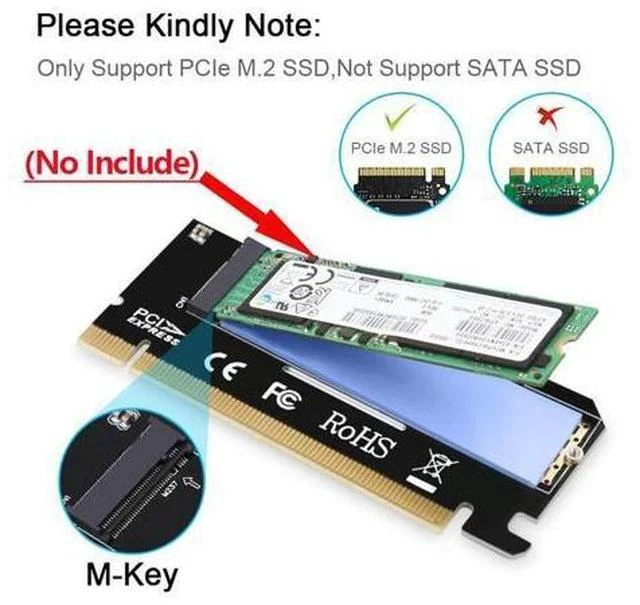 Alt view image 3 of 7 - M.2 to pcie x16 adapter Card pci-e to m.2 convert adapter NVMe SSD Adaptor m2 M Key Interface PCI Express 3.0