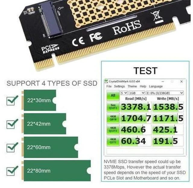 Alt view image 5 of 7 - M.2 to pcie x16 adapter Card pci-e to m.2 convert adapter NVMe SSD Adaptor m2 M Key Interface PCI Express 3.0