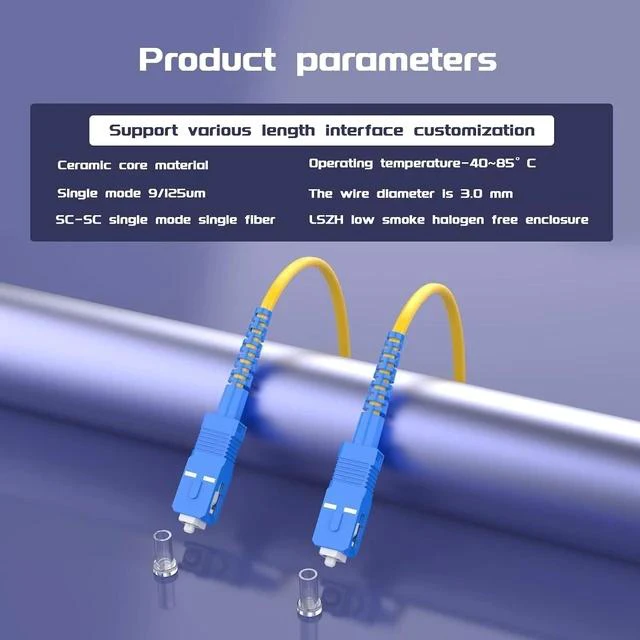 Alt view image 5 of 5 - 25Meters 82ft SC/UPC-SC/UPC Single-Mode Fiber Optic Cable SC to SC OS2 Jumper Optical Patch Cord Simplex 9/125um Yellow SC-SC