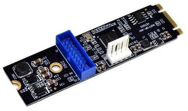 Alt view image 2 of 6 - M.2 NGFF NVME to USB 3.0 19Pin Header Convert Card NGFF to 2 Port USB3.0 Expansion Card Transfer Adapter IDE 4PIN Power Supply