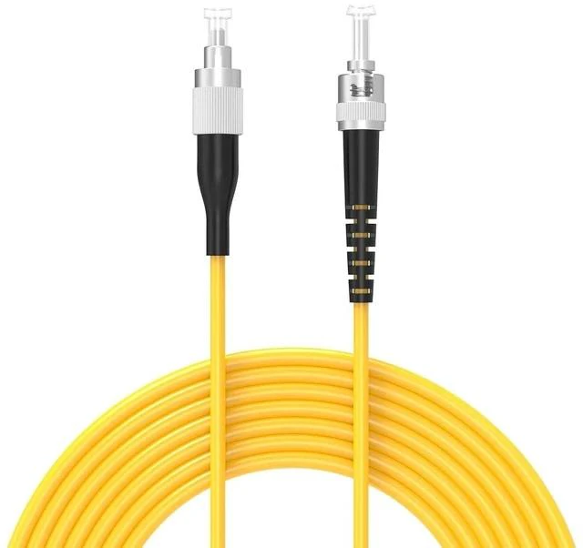 Main image of 20Meters 65ft FC/UPC-ST/UPC Single-Mode Fiber Optic Cable FC to ST OS2 Jumper Optical Patch Cord Simplex 9/125um Yellow FC-ST