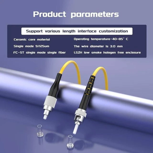 Alt view image 5 of 5 - 20Meters 65ft FC/UPC-ST/UPC Single-Mode Fiber Optic Cable FC to ST OS2 Jumper Optical Patch Cord Simplex 9/125um Yellow FC-ST