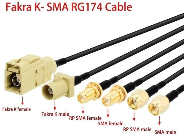 Alt view image 2 of 6 - Connector 1PC Fakra K Male Female Yellow Color to SMA Plug Ja-ck Cable RG174 15cm /30cm/50cm/100cm Wholesale New(Type1,15CM)