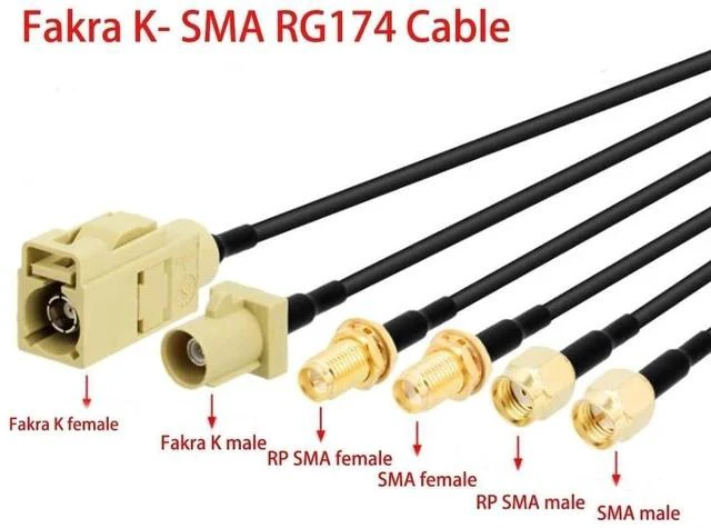 Alt view image 4 of 6 - Connector 1PC Fakra K Male Female Yellow Color to SMA Plug Ja-ck Cable RG174 15cm /30cm/50cm/100cm Wholesale New(Type1,15CM)