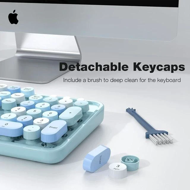 Alt view image 4 of 6 - Wireless Keyboard and Mouse Combo - GEEZER Sky Blue Full-Sized Colorful Keyboard 104 Keys - USB 2.4 G Receiver Plug Play with Round Keycap Typewriter Keyboards, for Windows, PC, Laptop, Desktop