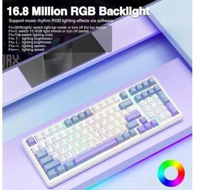 Alt view image 5 of 7 - AULA F99 Wireless Mechanical Keyboard,Tri-Mode BT5.0/2.4GHz/USB-C Hot Swappable Custom Keyboard,Pre-lubed Linear Switches,Gasket Structure,RGB Backlit Gaming Keyboard for PC/Tablet/Xbox/PS4/PS5