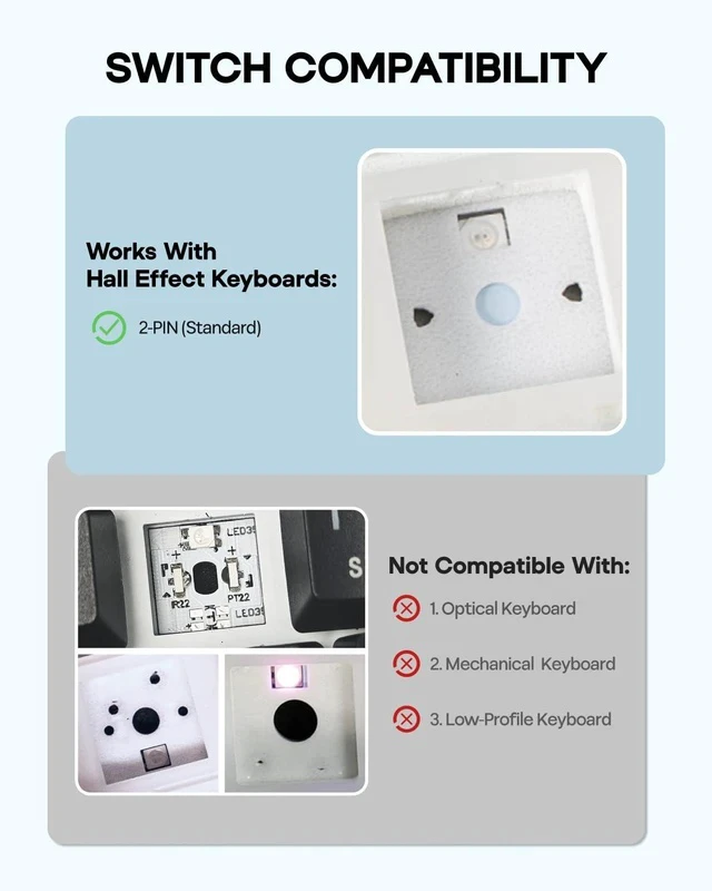 Alt view image 7 of 7 - Creamy Jade Magnetic Switches, 70Pcs Factory Pre-lubed, with Light Diffuser & Thocky Sound, Linear Hall Effect Switches for Magnetic Gaming Keyboard